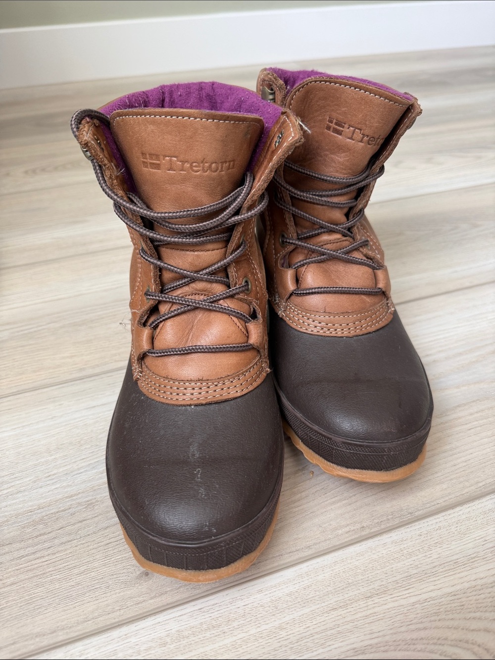 Tretorn Brown Leather & Dark Brown Waterproof Ankle Boots - Women's